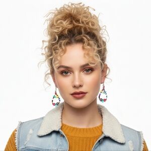 Colorful Beaded Teardrop Boho Dangle Earrings